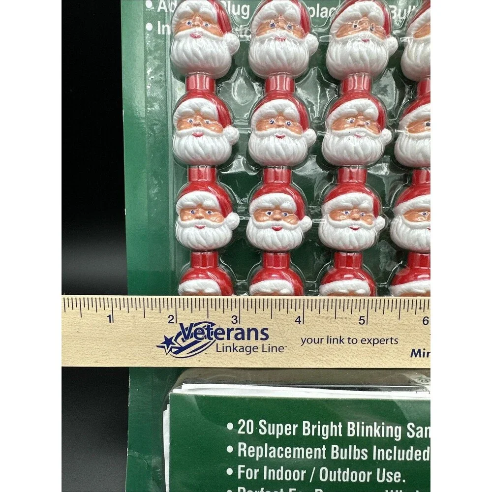 20 Super Bright Flashing Santa Head Lights Set New in Package Indoor/Outdoor